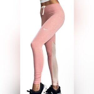 Nike Running Mesh Dri fit Leggings Size M Blush Pink Gym Training Back zipper